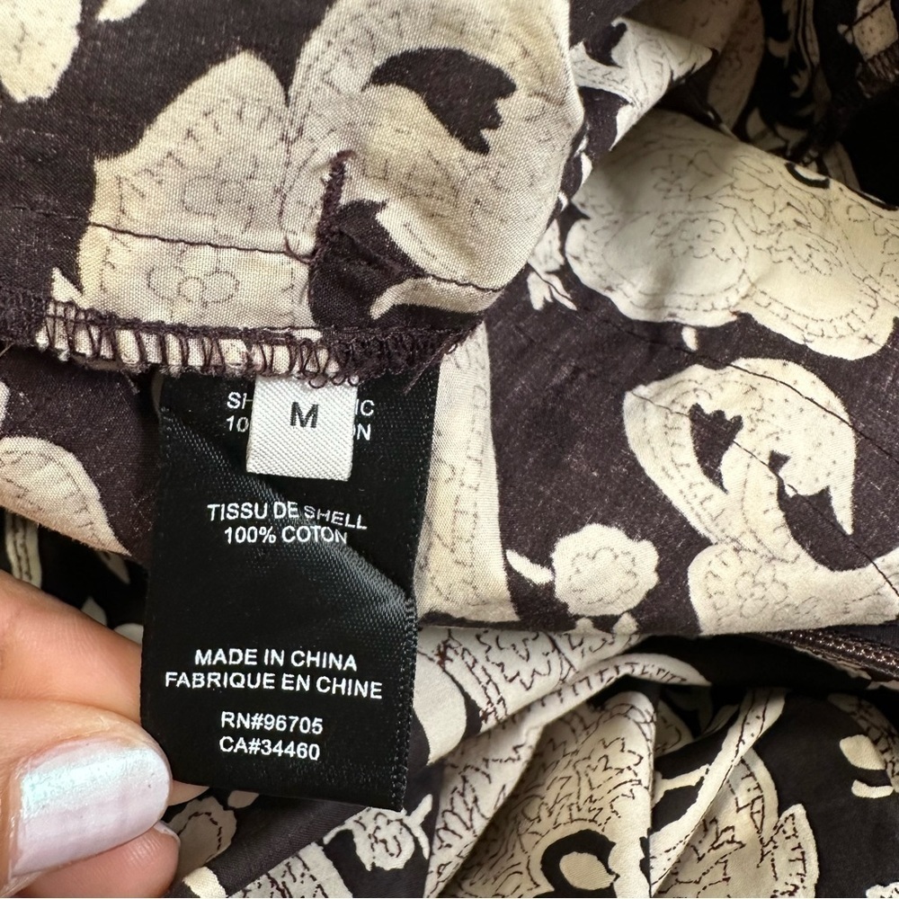 Rebecca Taylor Paisley Jumpsuit 100% Cotton Brown Belted With Pockets Size M - Picture 15 of 16